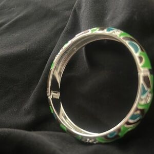 Elegant Silver and Green Bangle